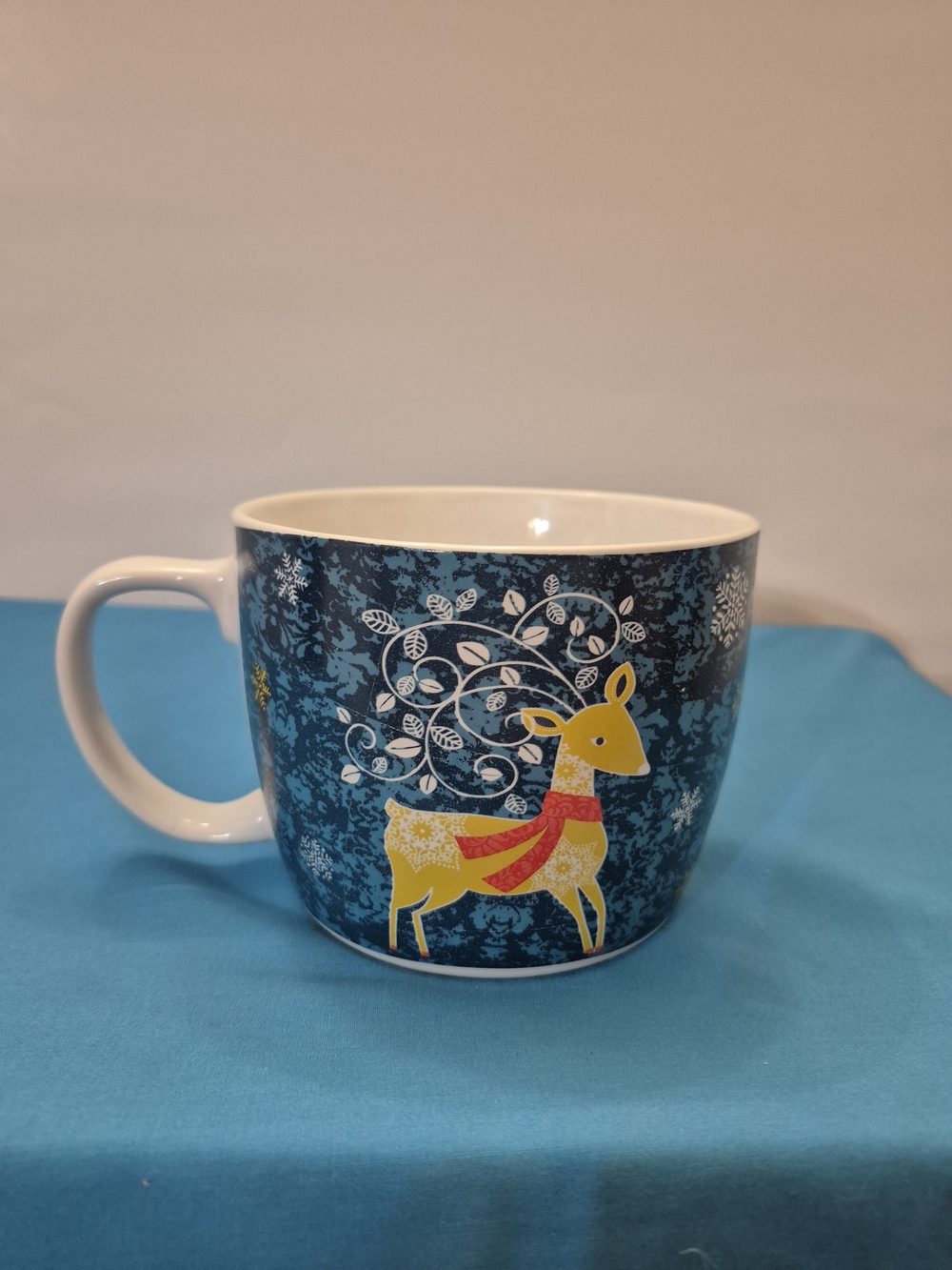 Christmas Reindeer Soup Mug Coffee Tea Cocoa Stoneware by Fabulous Home Kitchen